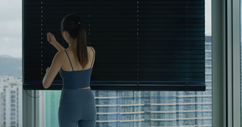 Blackout blinds in Canadian bedroom