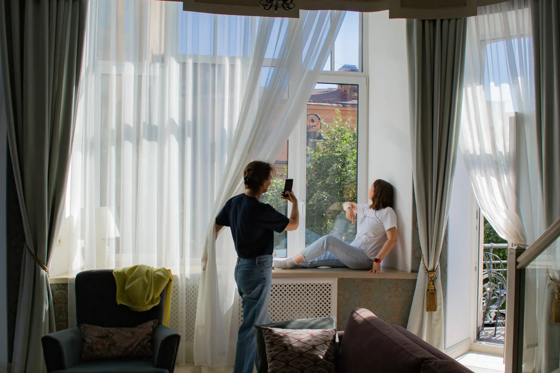 large custom drapes in Living room